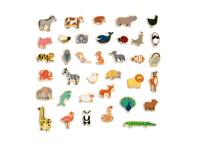JUEGO MAGNÉTICO DE MADERA DJECO. ANIMALES